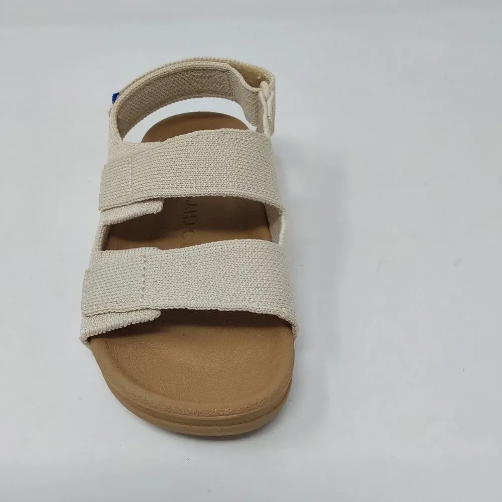 Rothy's Kids Double Strap Sandal Conch Beige Knit US Kids 10 EU 27 NIB